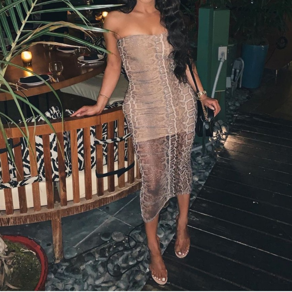 Strapless Leopard Dress